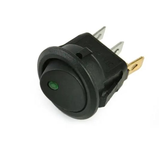 SPST 12V Round Dot Lighted Rocker Switch Toggle KCD1-Green